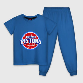 Детская пижама хлопок с принтом Detroit Pistons - logo в Тюмени, 100% хлопок |  брюки и футболка прямого кроя, без карманов, на брюках мягкая резинка на поясе и по низу штанин
 | basketball | nba | баскетболл | детроит | лого баскетбольных клубов | нба
