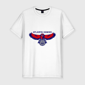 Мужская футболка премиум с принтом Atlanta Hawks - logo в Тюмени, 92% хлопок, 8% лайкра | приталенный силуэт, круглый вырез ворота, длина до линии бедра, короткий рукав | 