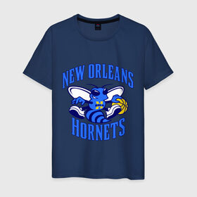Мужская футболка хлопок с принтом New Orleans Hornets в Тюмени, 100% хлопок | прямой крой, круглый вырез горловины, длина до линии бедер, слегка спущенное плечо. | basketball | nba | баскетболл | лого баскетбольных клубов | нба | новый орлеан