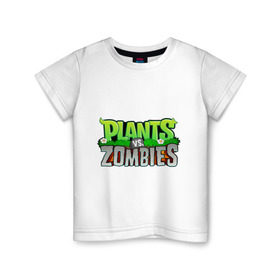 Детская футболка хлопок с принтом Plants vs zombies в Тюмени, 100% хлопок | круглый вырез горловины, полуприлегающий силуэт, длина до линии бедер | Тематика изображения на принте: plants | zombies | игры