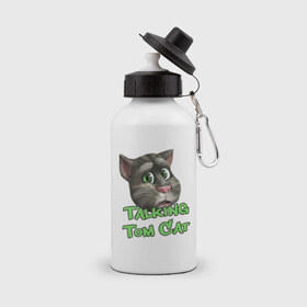 Бутылка спортивная с принтом Talking Tom Cat в Тюмени, металл | емкость — 500 мл, в комплекте две пластиковые крышки и карабин для крепления | говорящий кот том | игровые приложения | игры