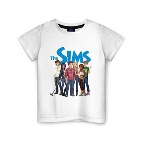 Детская футболка хлопок с принтом The Sims heroes в Тюмени, 100% хлопок | круглый вырез горловины, полуприлегающий силуэт, длина до линии бедер | Тематика изображения на принте: игры | компьютерные игры | симс | симы