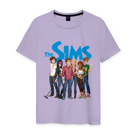 Мужская футболка хлопок с принтом The Sims heroes в Тюмени, 100% хлопок | прямой крой, круглый вырез горловины, длина до линии бедер, слегка спущенное плечо. | игры | компьютерные игры | симс | симы