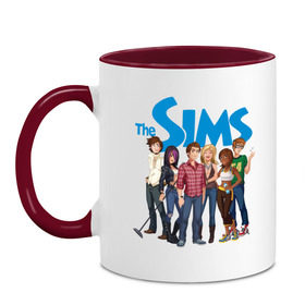 Кружка двухцветная с принтом The Sims heroes в Тюмени, керамика | объем — 330 мл, диаметр — 80 мм. Цветная ручка и кайма сверху, в некоторых цветах — вся внутренняя часть | игры | компьютерные игры | симс | симы