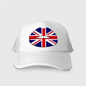 Кепка тракер с сеткой с принтом Britain lips в Тюмени, трикотажное полотно; задняя часть — сетка | длинный козырек, универсальный размер, пластиковая застежка | england | great britain | lips | англия | британия | британский флаг | великобритания | губы | поцелуй