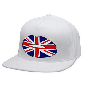 Кепка снепбек с прямым козырьком с принтом Britain lips в Тюмени, хлопок 100% |  | england | great britain | lips | англия | британия | британский флаг | великобритания | губы | поцелуй