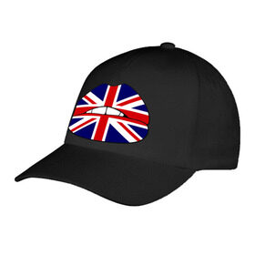 Бейсболка с принтом Britain lips в Тюмени, 100% хлопок | классический козырек, металлическая застежка-регулятор размера | england | great britain | lips | англия | британия | британский флаг | великобритания | губы | поцелуй