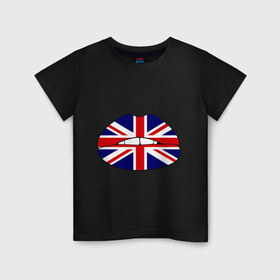 Детская футболка хлопок с принтом Britain lips в Тюмени, 100% хлопок | круглый вырез горловины, полуприлегающий силуэт, длина до линии бедер | england | great britain | lips | англия | британия | британский флаг | великобритания | губы | поцелуй