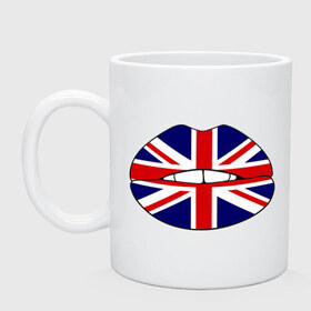 Кружка с принтом Britain lips в Тюмени, керамика | объем — 330 мл, диаметр — 80 мм. Принт наносится на бока кружки, можно сделать два разных изображения | england | great britain | lips | англия | британия | британский флаг | великобритания | губы | поцелуй
