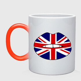 Кружка хамелеон с принтом Britain lips в Тюмени, керамика | меняет цвет при нагревании, емкость 330 мл | england | great britain | lips | англия | британия | британский флаг | великобритания | губы | поцелуй