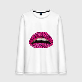 Мужской лонгслив хлопок с принтом Pink leopard lips в Тюмени, 100% хлопок |  | Тематика изображения на принте: lips | губы | леопард | помада | поцелуй