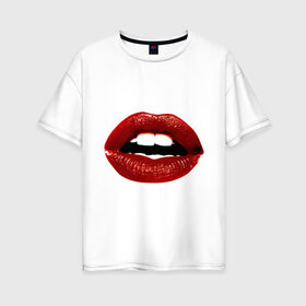 Женская футболка хлопок Oversize с принтом Pop art lips в Тюмени, 100% хлопок | свободный крой, круглый ворот, спущенный рукав, длина до линии бедер
 | поп арт