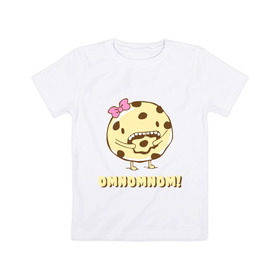 Детская футболка хлопок с принтом Omnomnom! в Тюмени, 100% хлопок | круглый вырез горловины, полуприлегающий силуэт, длина до линии бедер | omnomnom | девушкам | для девушек | животные | мило | парные | пирожное