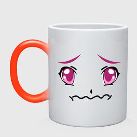 Кружка хамелеон с принтом Розовые аниме глаза в Тюмени, керамика | меняет цвет при нагревании, емкость 330 мл | anime | аниме | взгляд | глаза | лицо | розовые глаза