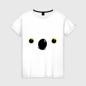 Женская футболка хлопок с принтом Мордочка коалы в Тюмени, 100% хлопок | прямой крой, круглый вырез горловины, длина до линии бедер, слегка спущенное плечо | животные | коала