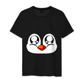 Мужская футболка хлопок с принтом Морда пингвина в Тюмени, 100% хлопок | прямой крой, круглый вырез горловины, длина до линии бедер, слегка спущенное плечо. | пингвин