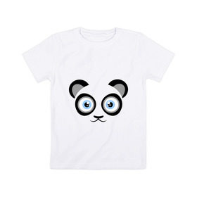 Детская футболка хлопок с принтом Мордочка панды в Тюмени, 100% хлопок | круглый вырез горловины, полуприлегающий силуэт, длина до линии бедер | Тематика изображения на принте: панда