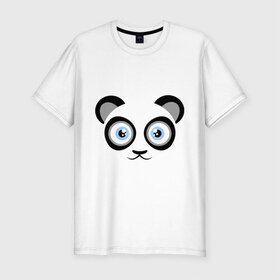 Мужская футболка премиум с принтом Мордочка панды в Тюмени, 92% хлопок, 8% лайкра | приталенный силуэт, круглый вырез ворота, длина до линии бедра, короткий рукав | Тематика изображения на принте: панда