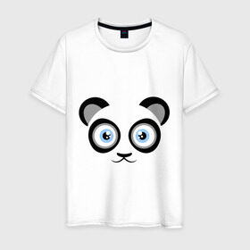 Мужская футболка хлопок с принтом Мордочка панды в Тюмени, 100% хлопок | прямой крой, круглый вырез горловины, длина до линии бедер, слегка спущенное плечо. | панда