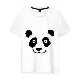Мужская футболка хлопок с принтом Морда панды в Тюмени, 100% хлопок | прямой крой, круглый вырез горловины, длина до линии бедер, слегка спущенное плечо. | панда