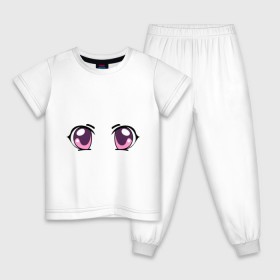 Детская пижама хлопок с принтом Фиолетовые аниме глаза в Тюмени, 100% хлопок |  брюки и футболка прямого кроя, без карманов, на брюках мягкая резинка на поясе и по низу штанин
 | anime | взгляд | лицо