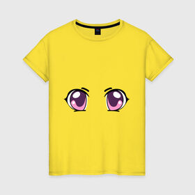 Женская футболка хлопок с принтом Фиолетовые аниме глаза в Тюмени, 100% хлопок | прямой крой, круглый вырез горловины, длина до линии бедер, слегка спущенное плечо | anime | взгляд | лицо