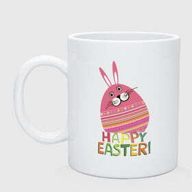 Кружка с принтом Easter rabbit в Тюмени, керамика | объем — 330 мл, диаметр — 80 мм. Принт наносится на бока кружки, можно сделать два разных изображения | Тематика изображения на принте: happy easter | кролик | пасха | пасхальное яйцо | пасхальный кролик | счастливой пасхи
