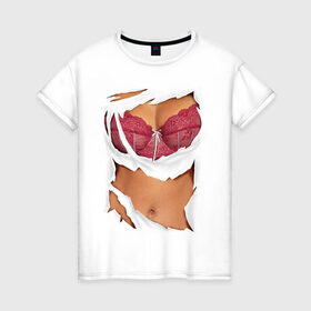 Женская футболка хлопок с принтом Идеальный бюст в Тюмени, 100% хлопок | прямой крой, круглый вырез горловины, длина до линии бедер, слегка спущенное плечо | грудь | женское тело | подарок бабушке | подарок жене | тело
