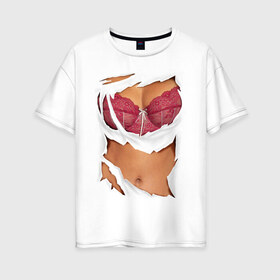 Женская футболка хлопок Oversize с принтом Идеальный бюст в Тюмени, 100% хлопок | свободный крой, круглый ворот, спущенный рукав, длина до линии бедер
 | Тематика изображения на принте: грудь | женское тело | подарок бабушке | подарок жене | тело