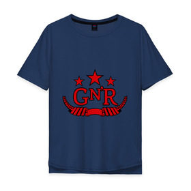 Мужская футболка хлопок Oversize с принтом GNR red в Тюмени, 100% хлопок | свободный крой, круглый ворот, “спинка” длиннее передней части | guns and roses | guns n roses | rock | ганс н роуз | музыка | рок