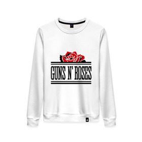 Женский свитшот хлопок с принтом Guns n roses red в Тюмени, 100% хлопок | прямой крой, круглый вырез, на манжетах и по низу широкая трикотажная резинка  | guns and roses | rock | ганс н роуз | музыка | рок