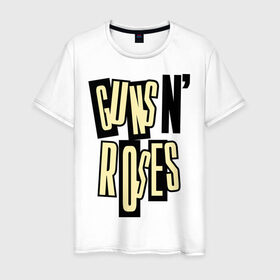 Мужская футболка хлопок с принтом Guns n roses cream в Тюмени, 100% хлопок | прямой крой, круглый вырез горловины, длина до линии бедер, слегка спущенное плечо. | guns and roses | rock | ганс н роуз | музыка | рок