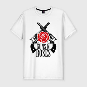 Мужская футболка премиум с принтом Guns n roses rose в Тюмени, 92% хлопок, 8% лайкра | приталенный силуэт, круглый вырез ворота, длина до линии бедра, короткий рукав | guns and roses | rock | ганс н роуз | музыка | рок