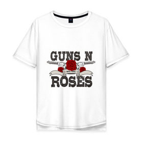 Мужская футболка хлопок Oversize с принтом Guns n roses black в Тюмени, 100% хлопок | свободный крой, круглый ворот, “спинка” длиннее передней части | guns and roses | rock | ганс н роуз | музыка | рок