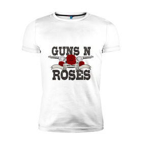 Мужская футболка премиум с принтом Guns n roses black в Тюмени, 92% хлопок, 8% лайкра | приталенный силуэт, круглый вырез ворота, длина до линии бедра, короткий рукав | guns and roses | rock | ганс н роуз | музыка | рок