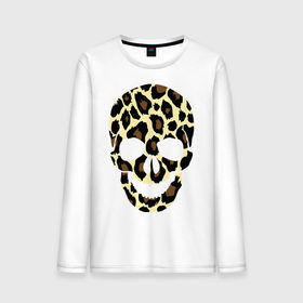 Мужской лонгслив хлопок с принтом Skull leopard в Тюмени, 100% хлопок |  | Тематика изображения на принте: leo | skull | леопард | череп