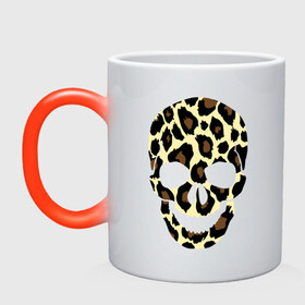 Кружка хамелеон с принтом Skull leopard в Тюмени, керамика | меняет цвет при нагревании, емкость 330 мл | leo | skull | леопард | череп