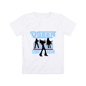 Детская футболка хлопок с принтом Queen tour в Тюмени, 100% хлопок | круглый вырез горловины, полуприлегающий силуэт, длина до линии бедер | Тематика изображения на принте: freddie mercury | queen | классический рок | куин | рок группа | фредди меркьюри