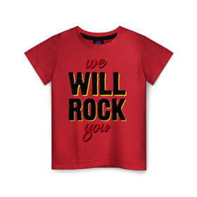 Детская футболка хлопок с принтом We will rock you! в Тюмени, 100% хлопок | круглый вырез горловины, полуприлегающий силуэт, длина до линии бедер | freddie mercury | queen | классический рок | куин | рок группа | фредди меркьюри
