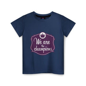 Детская футболка хлопок с принтом We are the champions в Тюмени, 100% хлопок | круглый вырез горловины, полуприлегающий силуэт, длина до линии бедер | freddie mercury | queen | классический рок | куин | рок группа | фредди меркьюри
