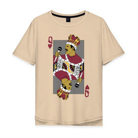 Мужская футболка хлопок Oversize с принтом Queen playing card в Тюмени, 100% хлопок | свободный крой, круглый ворот, “спинка” длиннее передней части | freddie mercury | queen | классический рок | куин | рок группа | фредди меркьюри