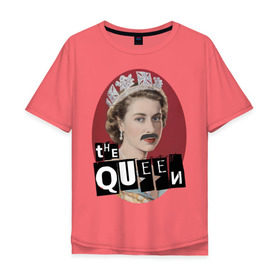Мужская футболка хлопок Oversize с принтом The Queen в Тюмени, 100% хлопок | свободный крой, круглый ворот, “спинка” длиннее передней части | freddie mercury | queen | классический рок | куин | рок группа | фредди меркьюри