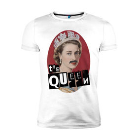 Мужская футболка премиум с принтом The Queen в Тюмени, 92% хлопок, 8% лайкра | приталенный силуэт, круглый вырез ворота, длина до линии бедра, короткий рукав | freddie mercury | queen | классический рок | куин | рок группа | фредди меркьюри
