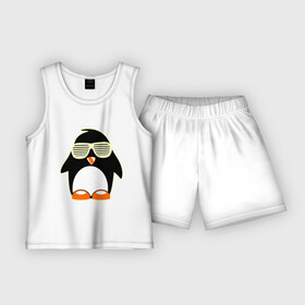 Детская пижама с шортами хлопок с принтом Пингвин в очках жалюзи glow в Тюмени,  |  | пингвин