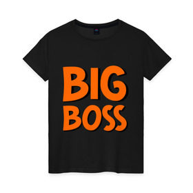Женская футболка хлопок с принтом Big Boss в Тюмени, 100% хлопок | прямой крой, круглый вырез горловины, длина до линии бедер, слегка спущенное плечо | big | big boss | boss | большой | большой босс | босс