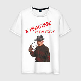 Мужская футболка хлопок с принтом A Nightmare on Elm street в Тюмени, 100% хлопок | прямой крой, круглый вырез горловины, длина до линии бедер, слегка спущенное плечо. | freddy krueger | фреди крюгер