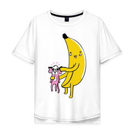 Мужская футболка хлопок Oversize с принтом Мстительный банан в Тюмени, 100% хлопок | свободный крой, круглый ворот, “спинка” длиннее передней части | bananes | мартышка | обезьяна | фрукты