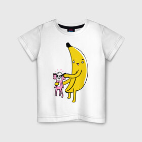 Детская футболка хлопок с принтом Мстительный банан в Тюмени, 100% хлопок | круглый вырез горловины, полуприлегающий силуэт, длина до линии бедер | bananes | мартышка | обезьяна | фрукты