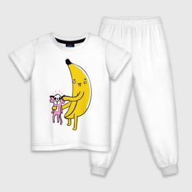 Детская пижама хлопок с принтом Мстительный банан в Тюмени, 100% хлопок |  брюки и футболка прямого кроя, без карманов, на брюках мягкая резинка на поясе и по низу штанин
 | Тематика изображения на принте: bananes | мартышка | обезьяна | фрукты