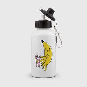 Бутылка спортивная с принтом Мстительный банан в Тюмени, металл | емкость — 500 мл, в комплекте две пластиковые крышки и карабин для крепления | Тематика изображения на принте: bananes | мартышка | обезьяна | фрукты
